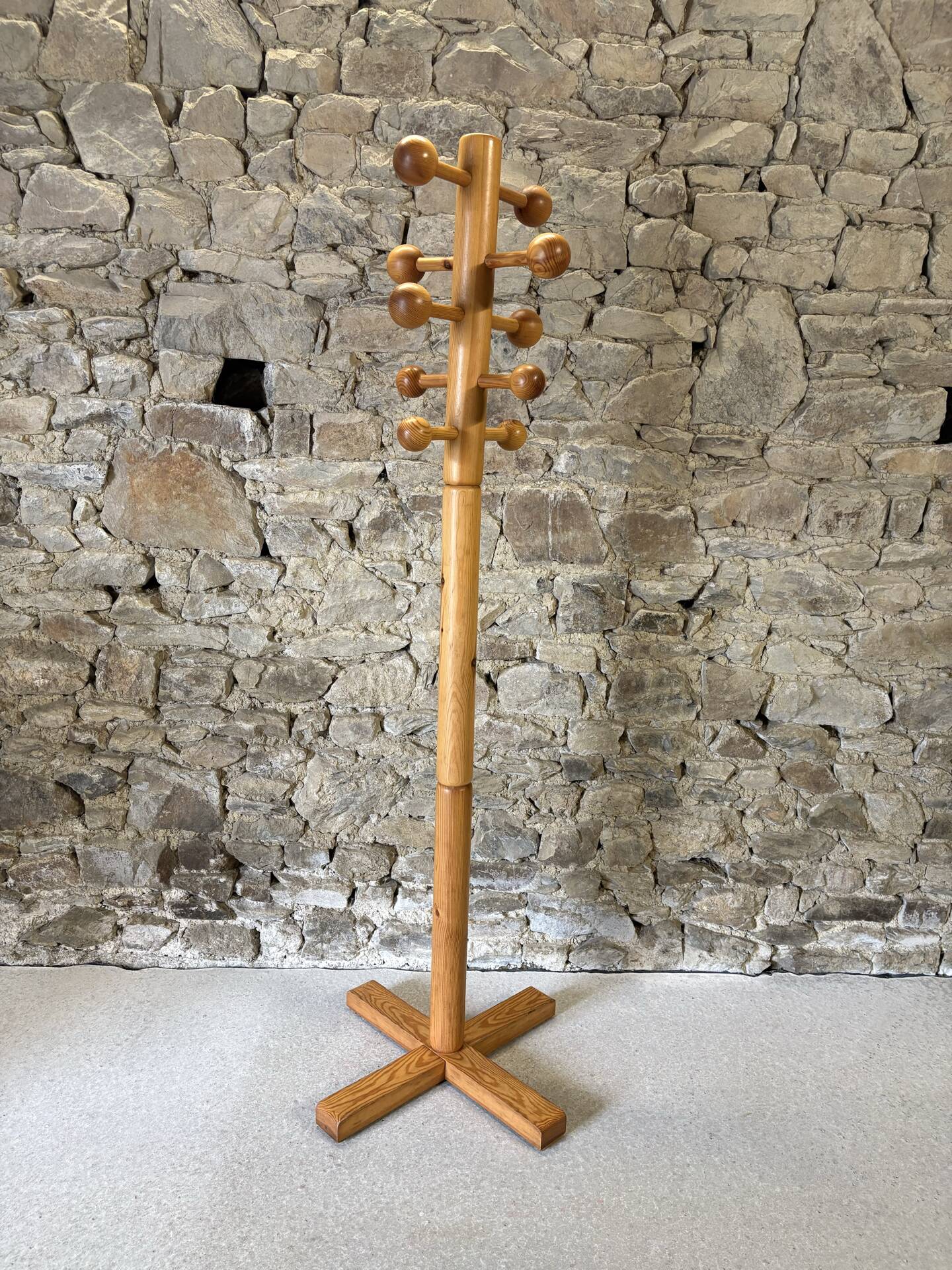 Solid pine coat rack, 1980
