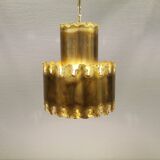 Brutalist brass hanging lamp, designed by Svend Aage Holm Sørensen Denmark