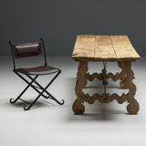 Table à Tréteaux Rustique d'Art Populaire, Espagne, 19ème Siècle
