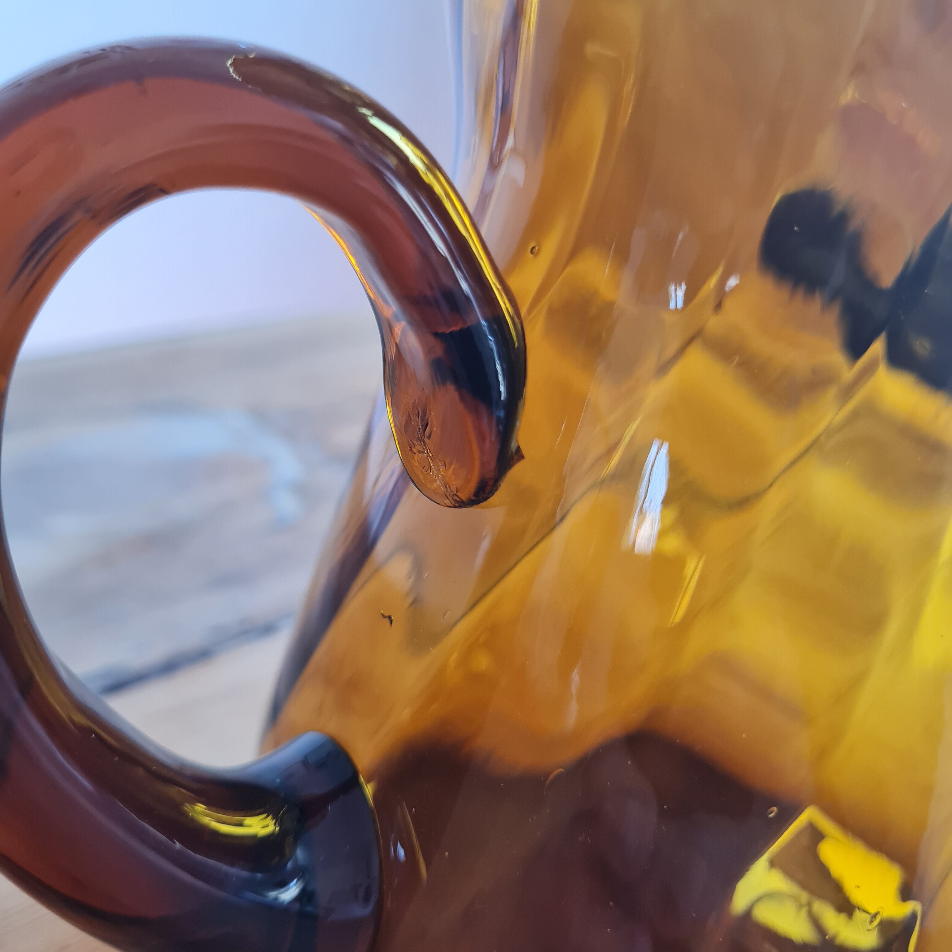 Amber blown glass decanter