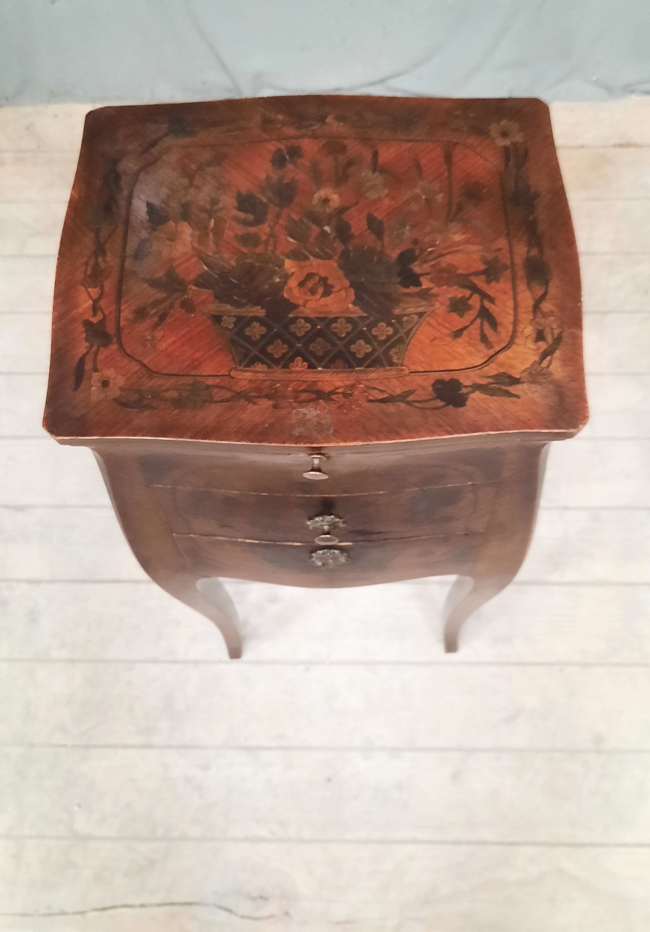 Louis XV style marquette bedside table
