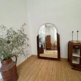 Large art deco beveled mirror in walnut