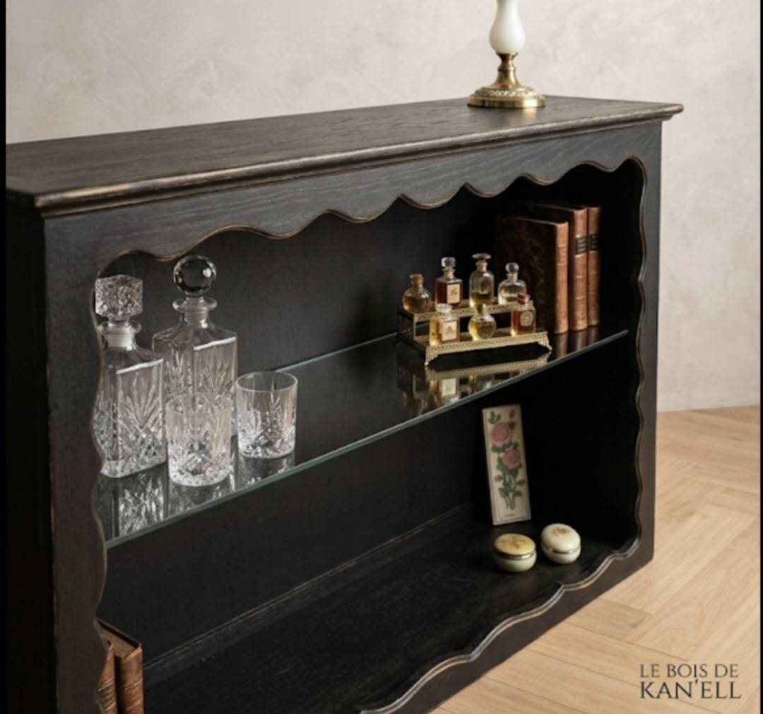 Grand buffet/Patinated black sideboard reinterpreted by Bois de Kan'ell