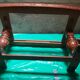 Large cream marble coffee table with solid cherry wood base