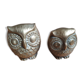 Pair of brass owls