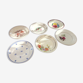 Assortiment de 6 assiettes fleuries