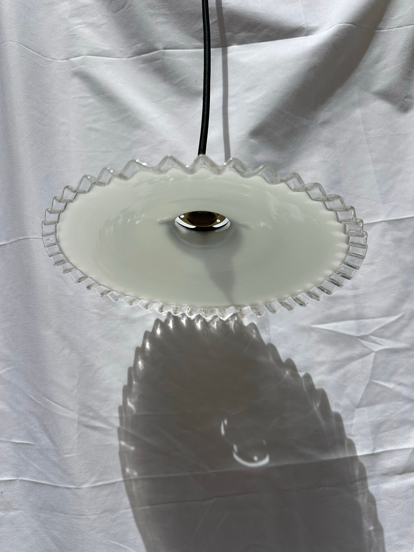 Vintage white opaline suspension lampshade