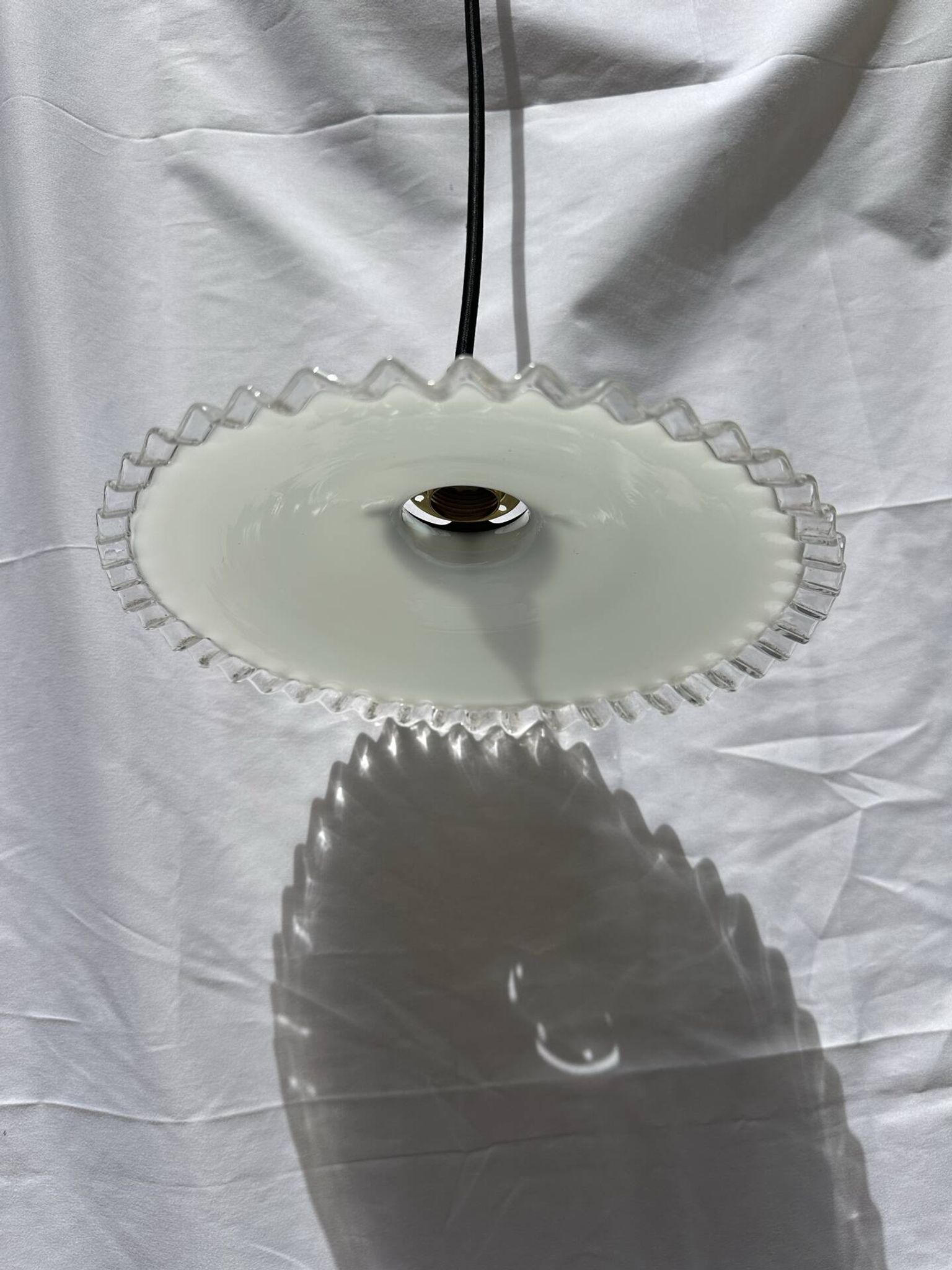 Vintage white opaline suspension lampshade