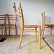 Set of 4 vintage Italian chairs in wood and straw.