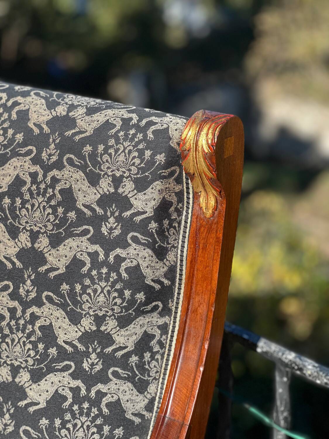 Pair of Mahogany Bergère Armchairs with Chimera Motifs, 19th Century