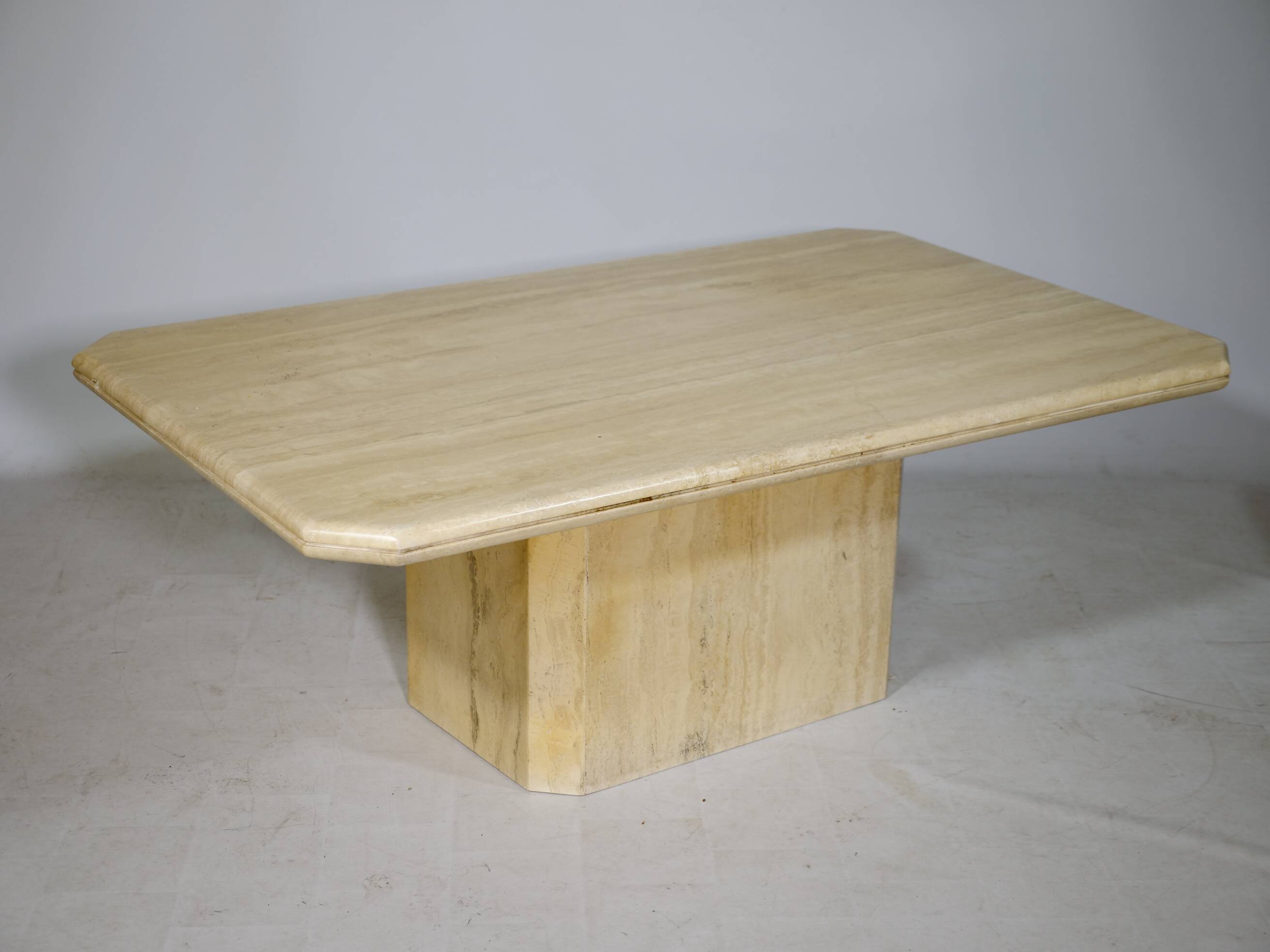 Stone design coffee table made of travertine Italy, 70s 80s