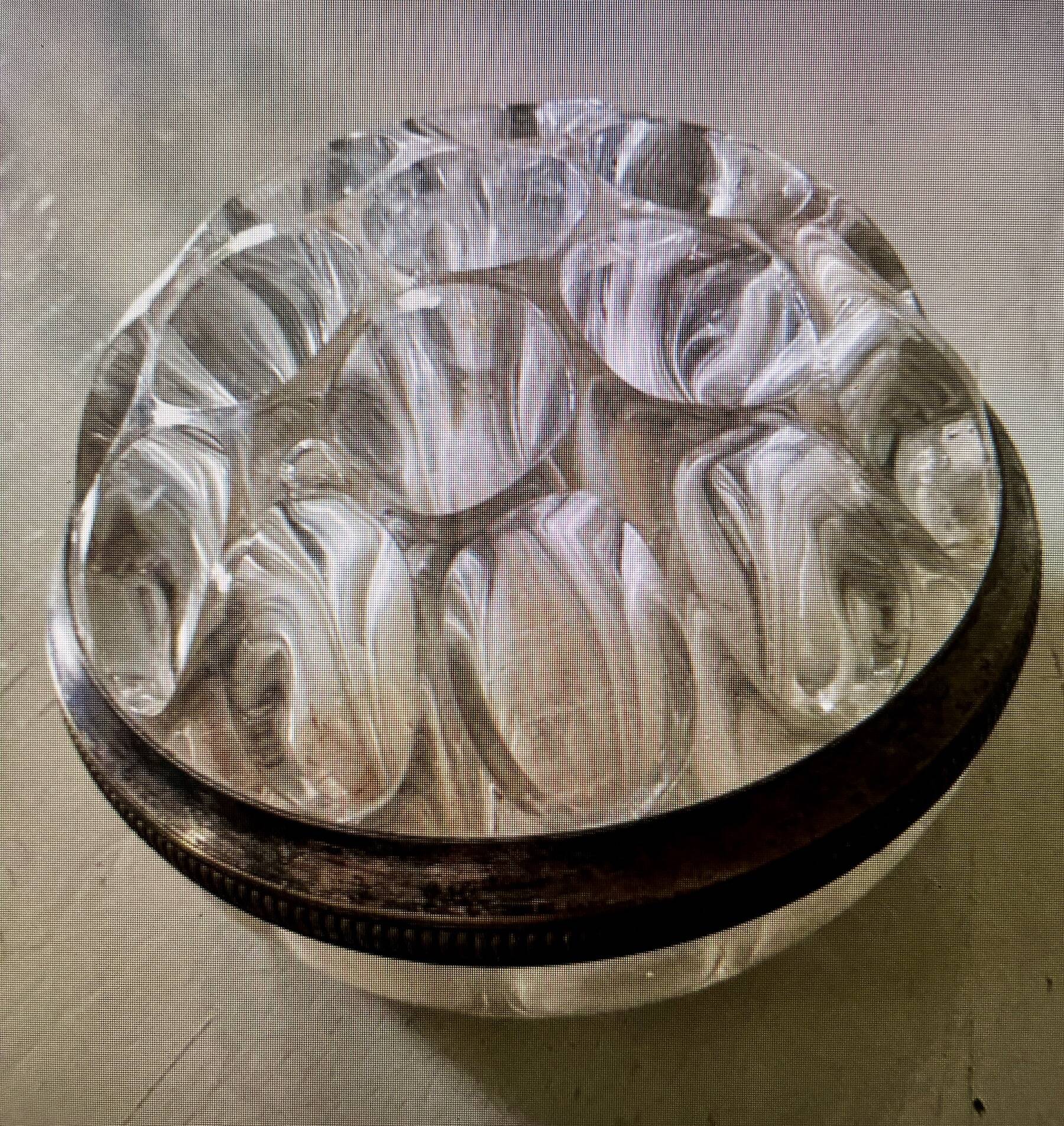 Pique fleurs en verre serti anneau