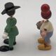 Set of 2 vintage GOULA wooden toy figurines with spring.