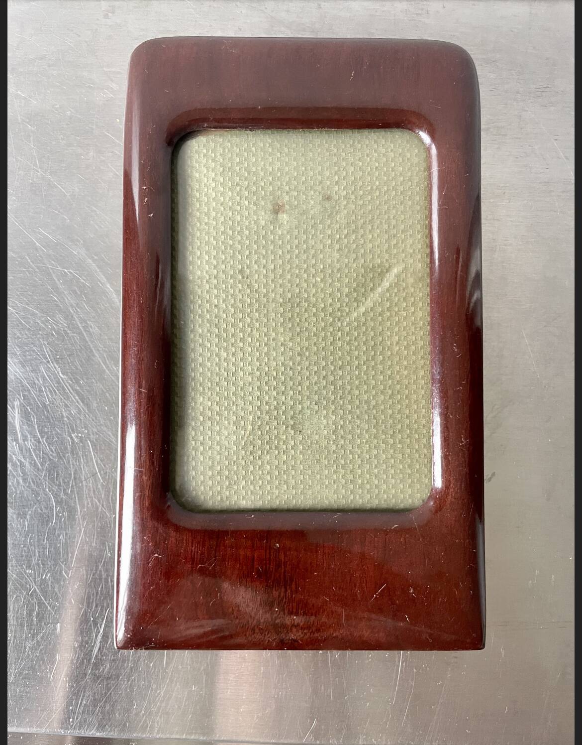 Antique  Art Deco Mahogany Wooden Frame  22.5 cm x 13.5 cm  convex glass