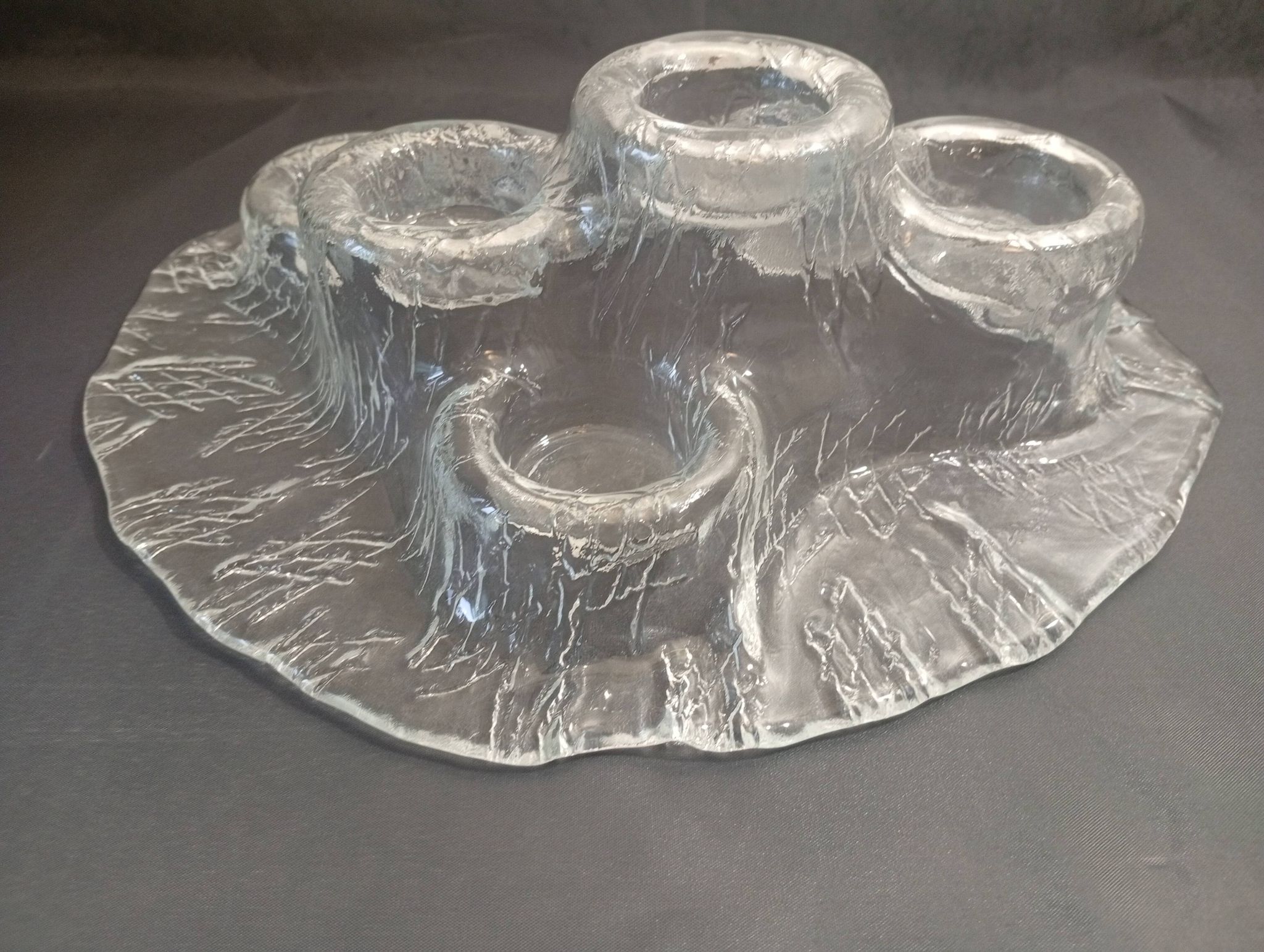 "Volcano" glass candlestick by Pertti Kallioinen for Meri Lasi, Finland