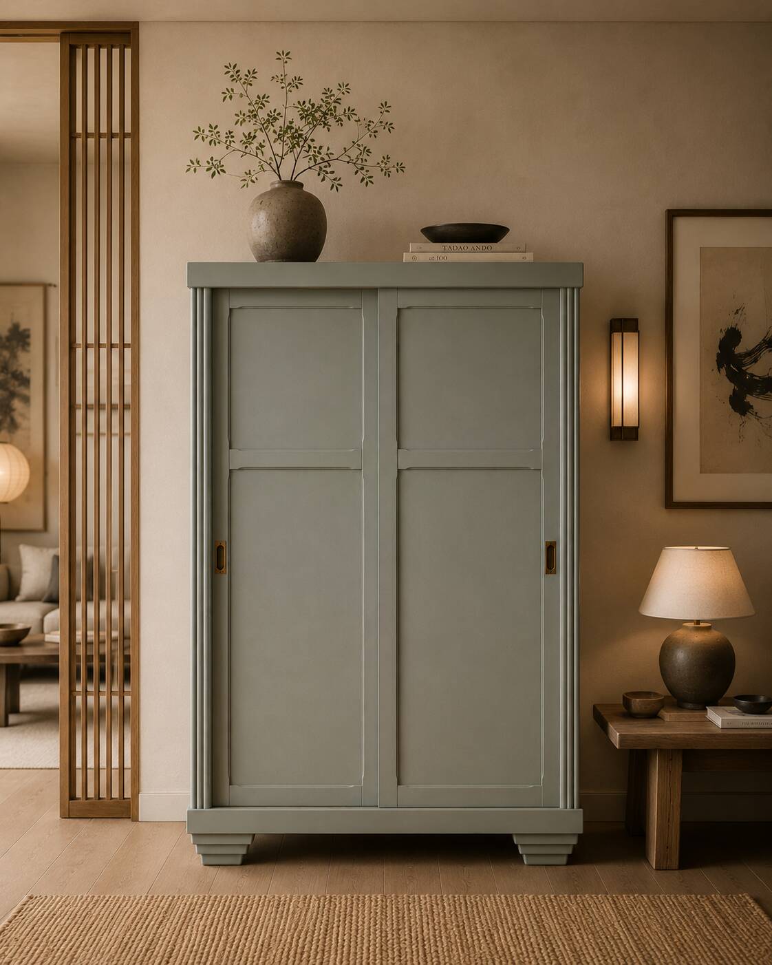 Parisian Art Deco wardrobe with sliding doors.