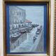 Venice Painting – Oil on old cardboard signed G. Brighenti – Frame