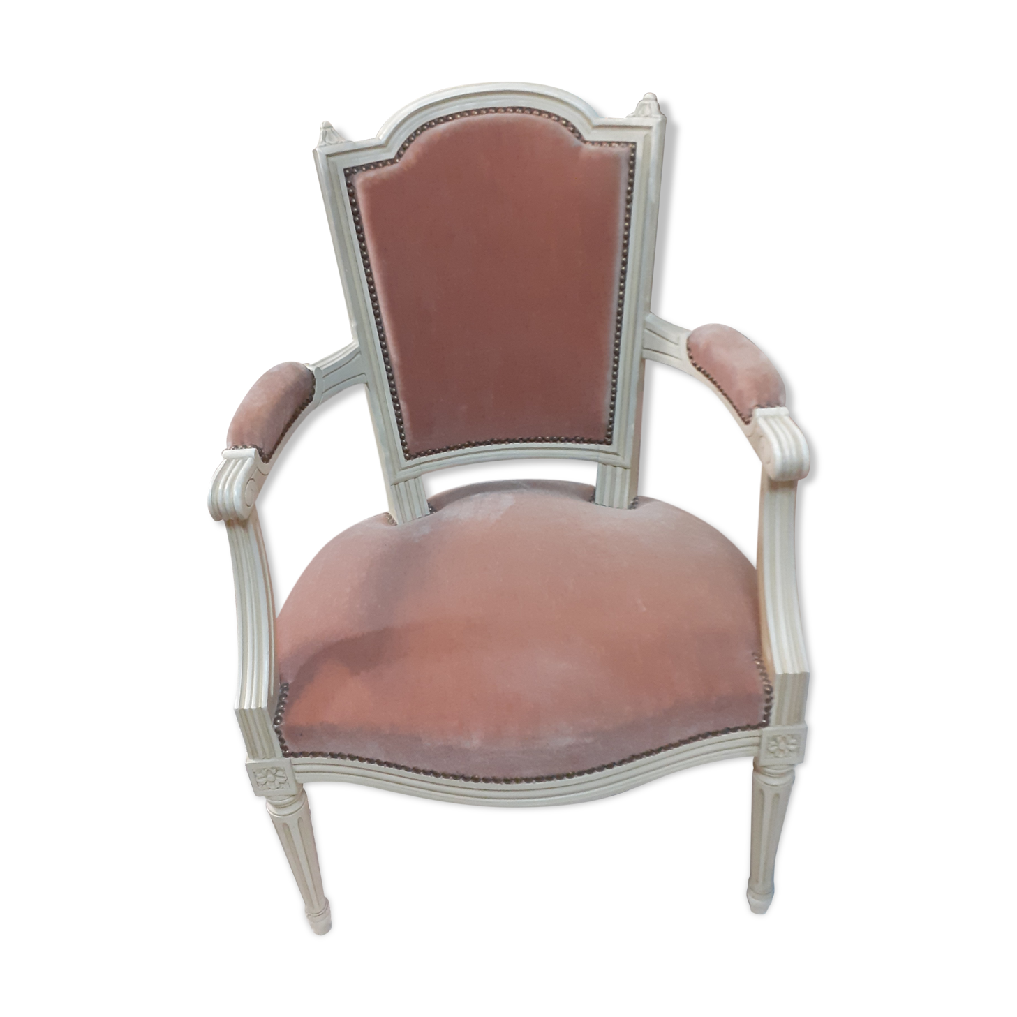 Fauteuil bois laqué blanc style Louis XVI