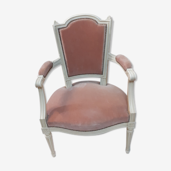 Fauteuil bois laqué blanc style Louis XVI