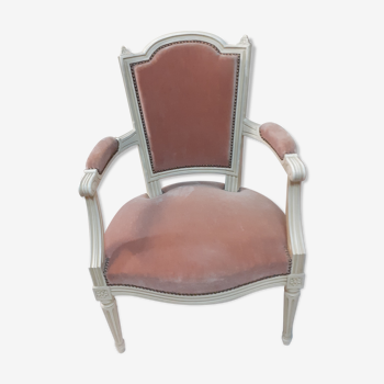 White wooden armchair lasked Louis XVI style