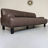 Antique buffalo leather sofa and pouf, de sede n' 18 design, from the 80s