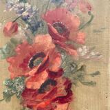 Tableau bouquet de fleurs sur huile : signé G.CORDIER