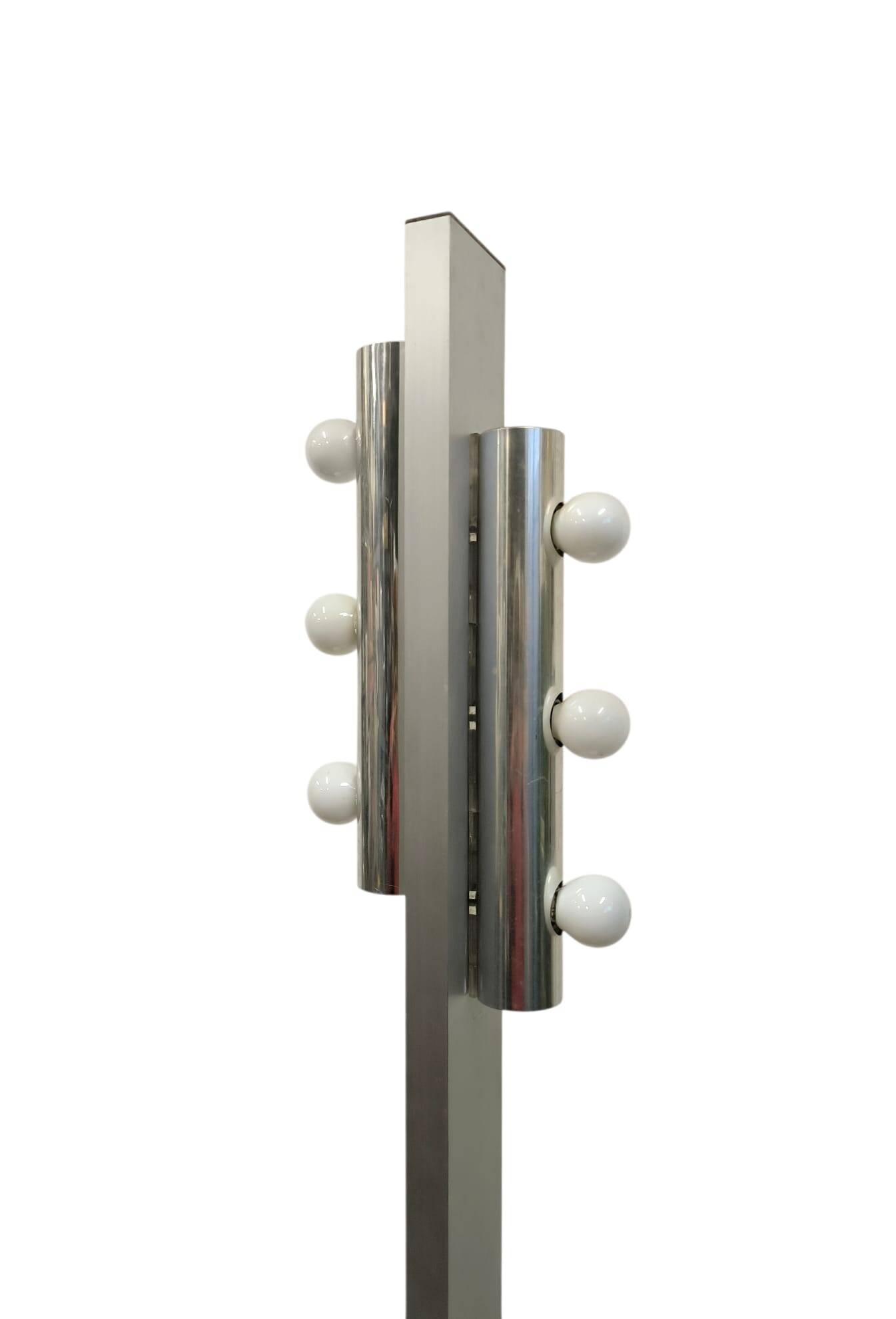 Targetti floor lamp with 6 lights and marble base, 1970s.