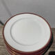 6 flat plates in gilded porcelain and burgundy