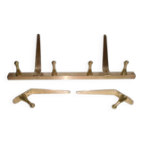 Original WHW Workshop HAGENAUER Vienna, Brass Wall Coat Rack + 2 Hooks