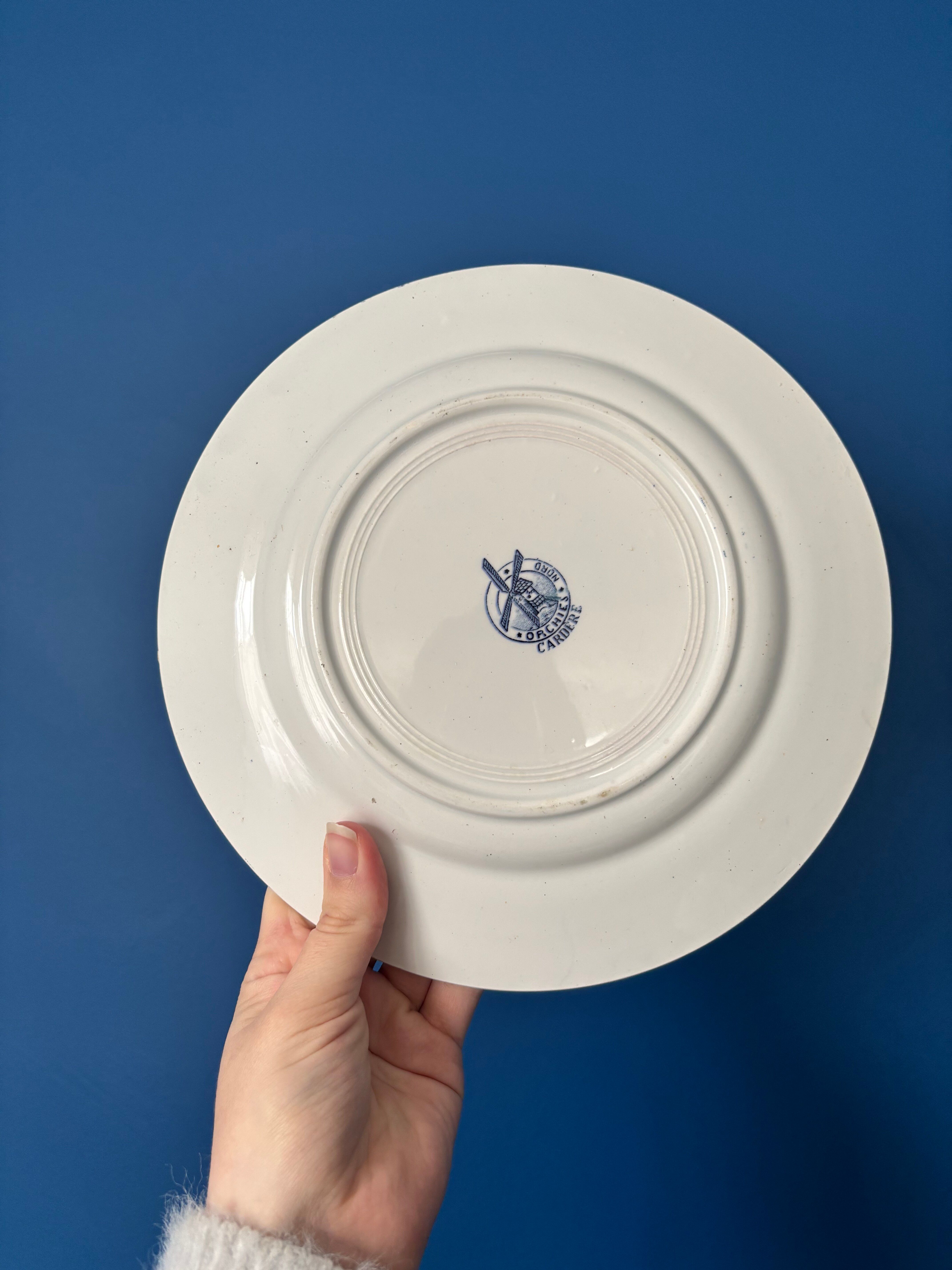Set of 6 antique flat plates Moulin des Loups model Cardère |