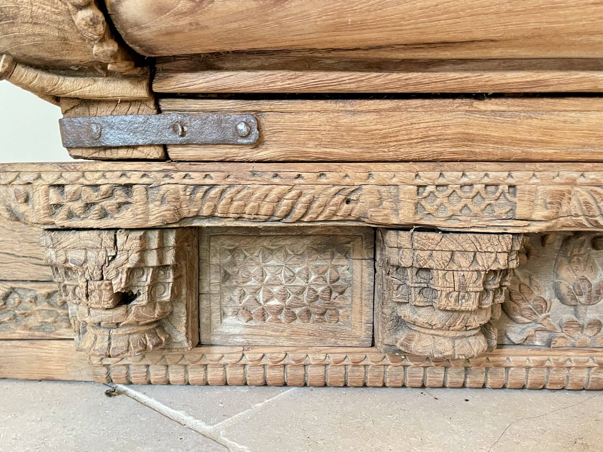 Door & old Indian balcony from Rajasthan in solid teak