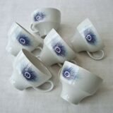 Set of 6 cups peacock feathers