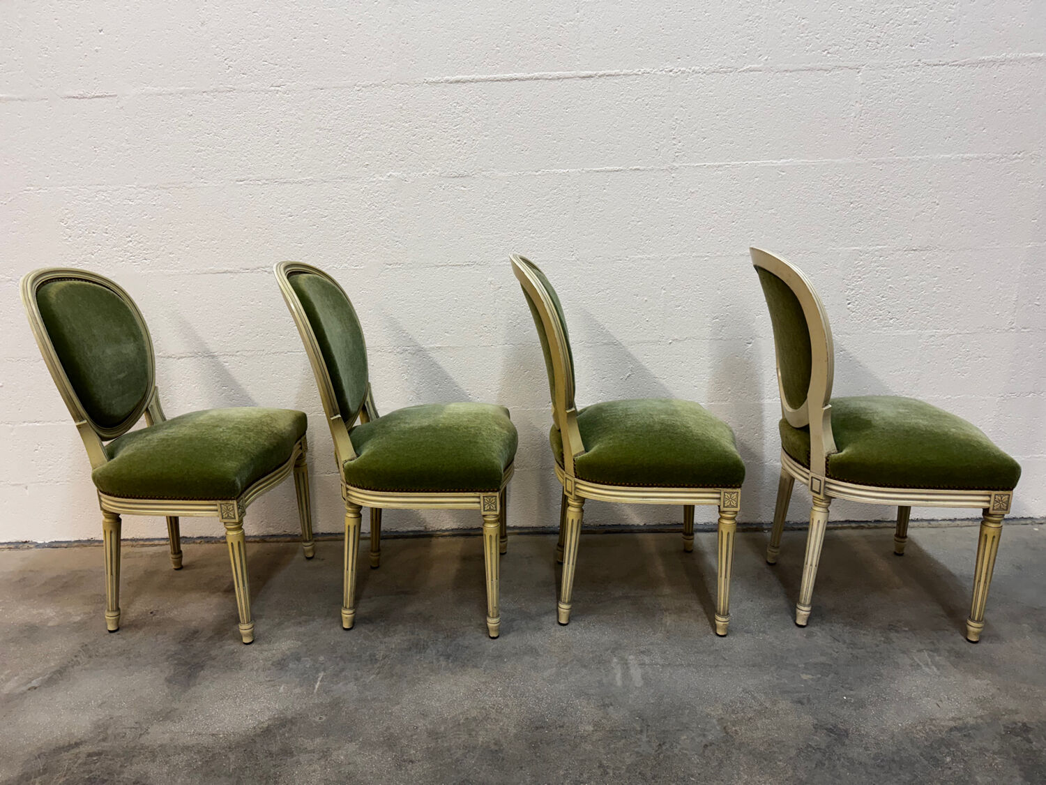 4 studded Louis XVI medallion chairs