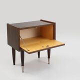 Vintage nightstand in wood with chrome details, Belgium 1960s