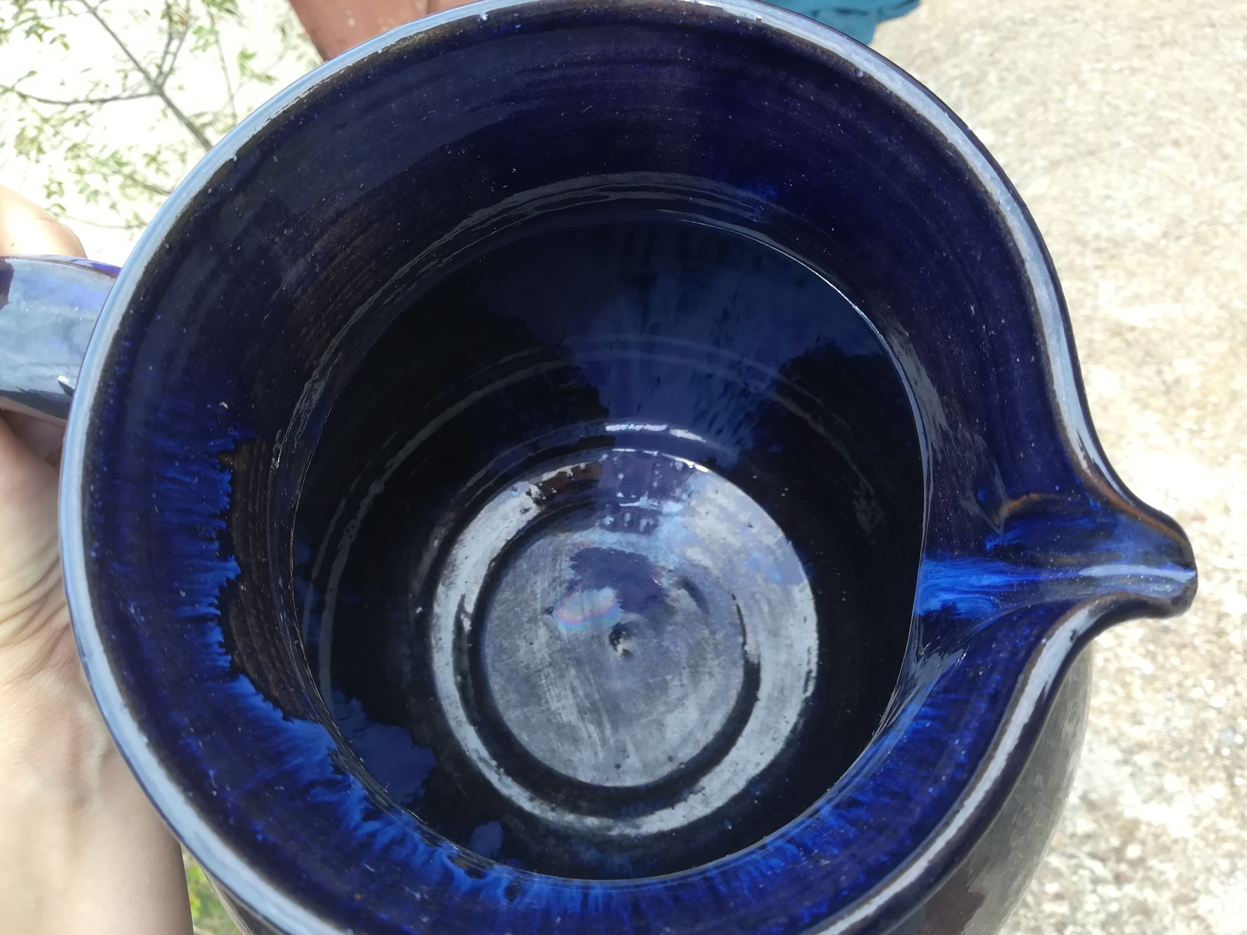 Pitcher in ceramic blue 5-litre varnished