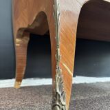 Bordeaux inlaid chest of drawers with marble and bronze ornament