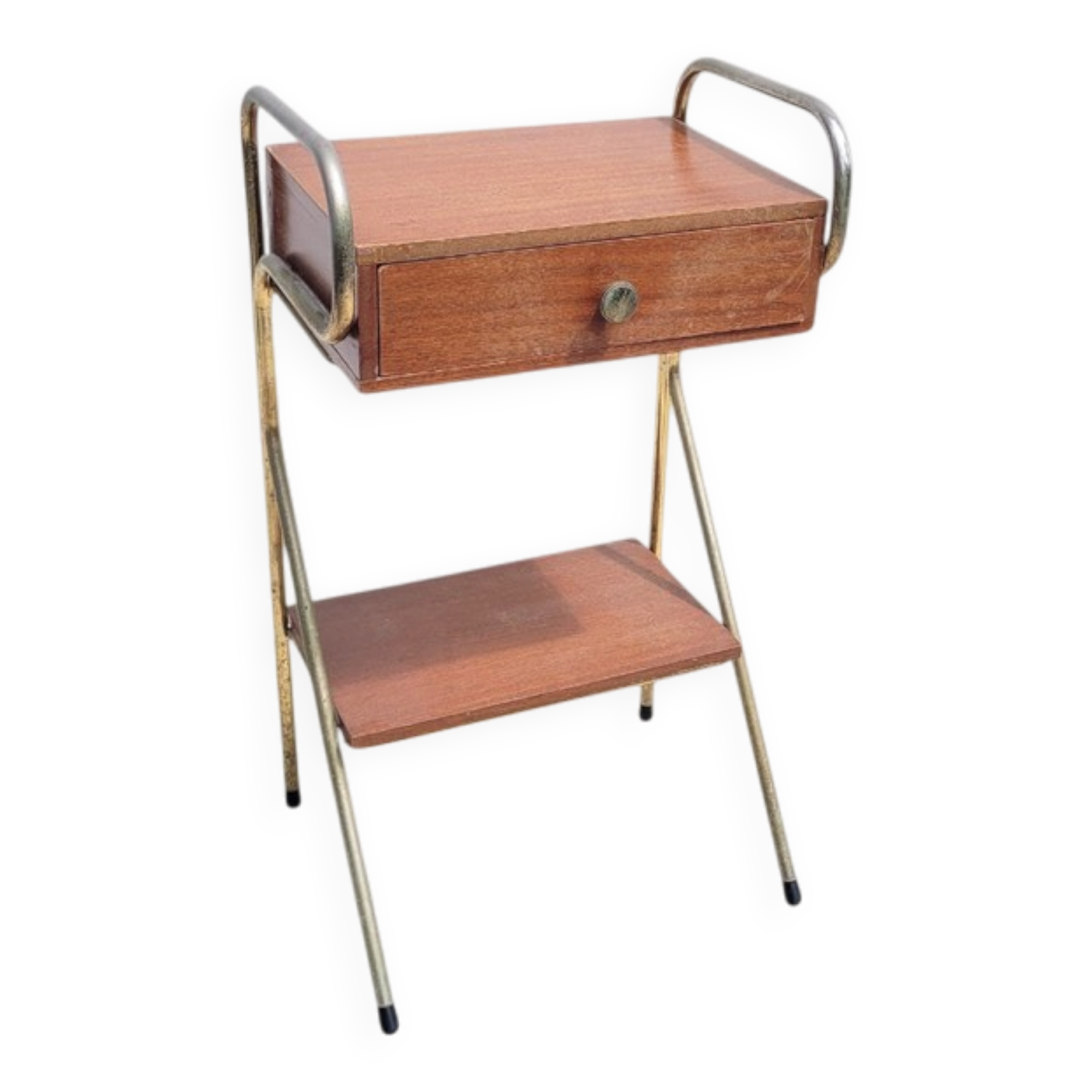 Chevet porte-téléphone vintage bois et métal