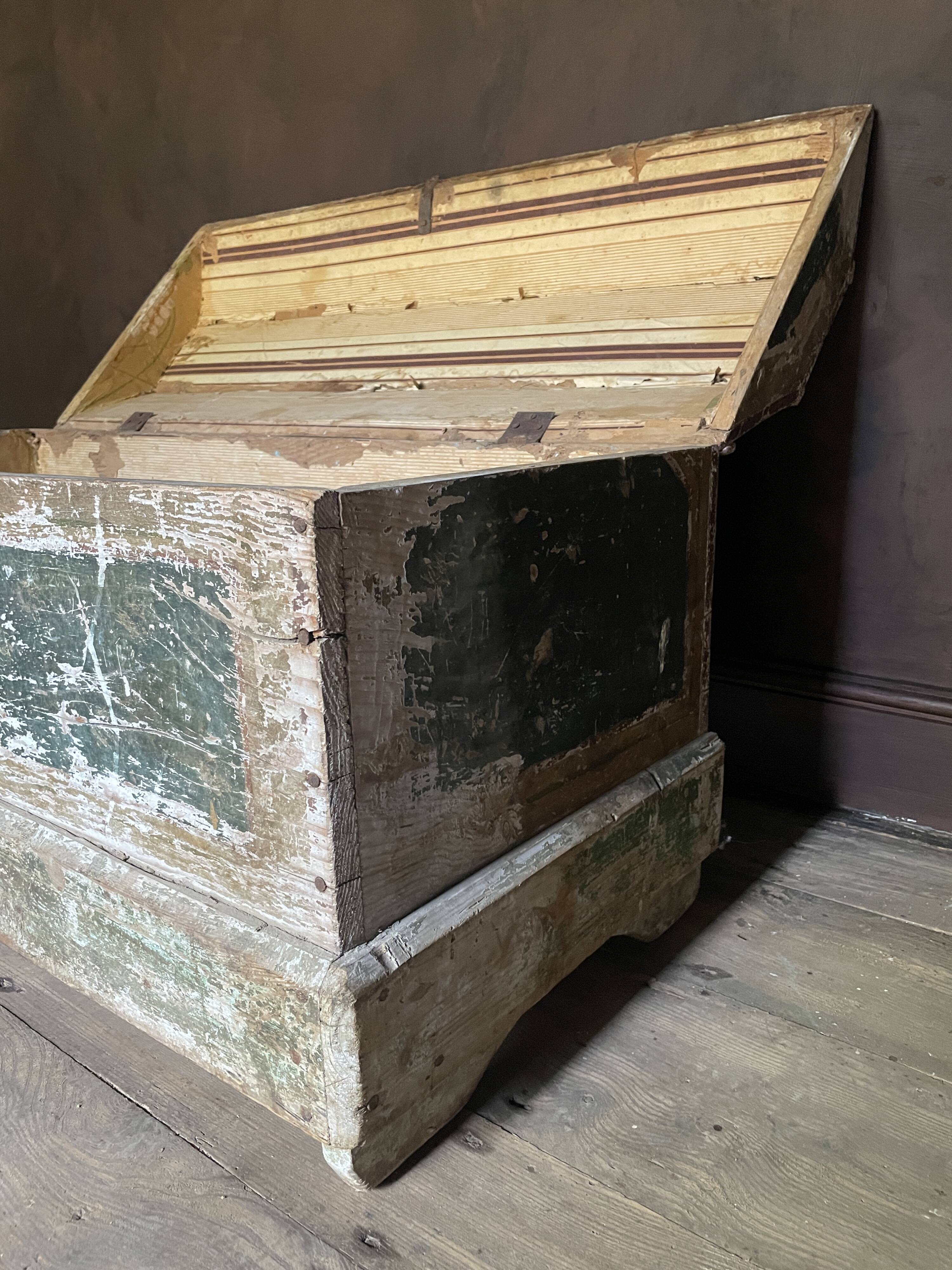Large Antique 19th Century Continental Painted Pine Blanket Chest | Antique