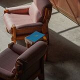 Danish Modern, a pair of pine and wool armchairs by Christian IV, 1970s.