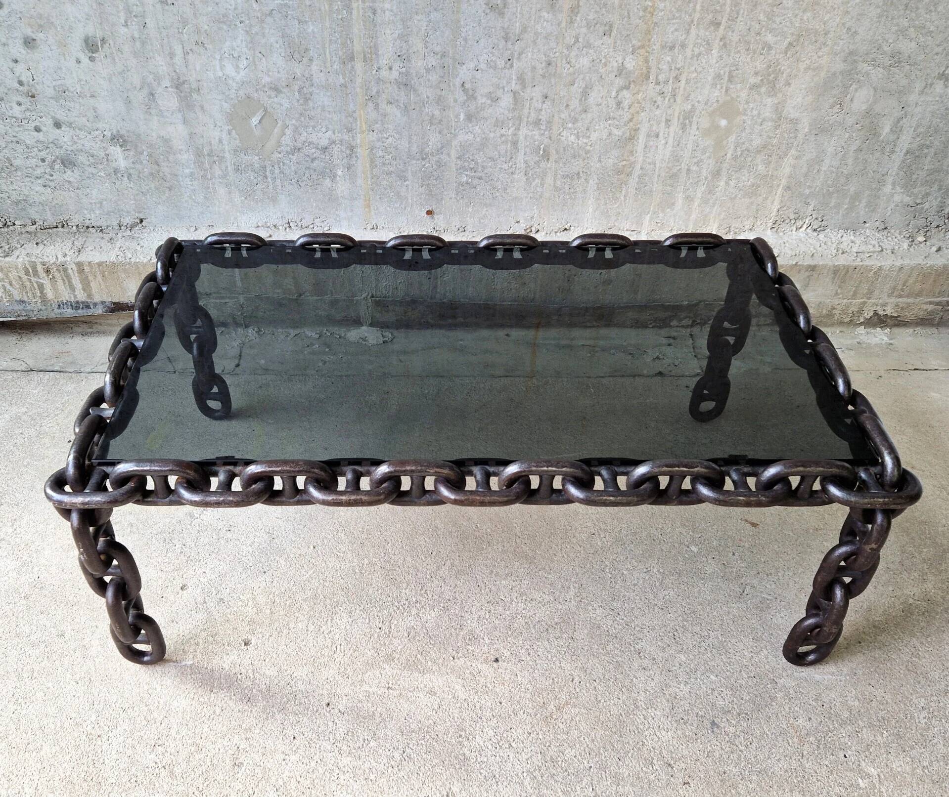 Table à chaînes brutaliste, années 1970