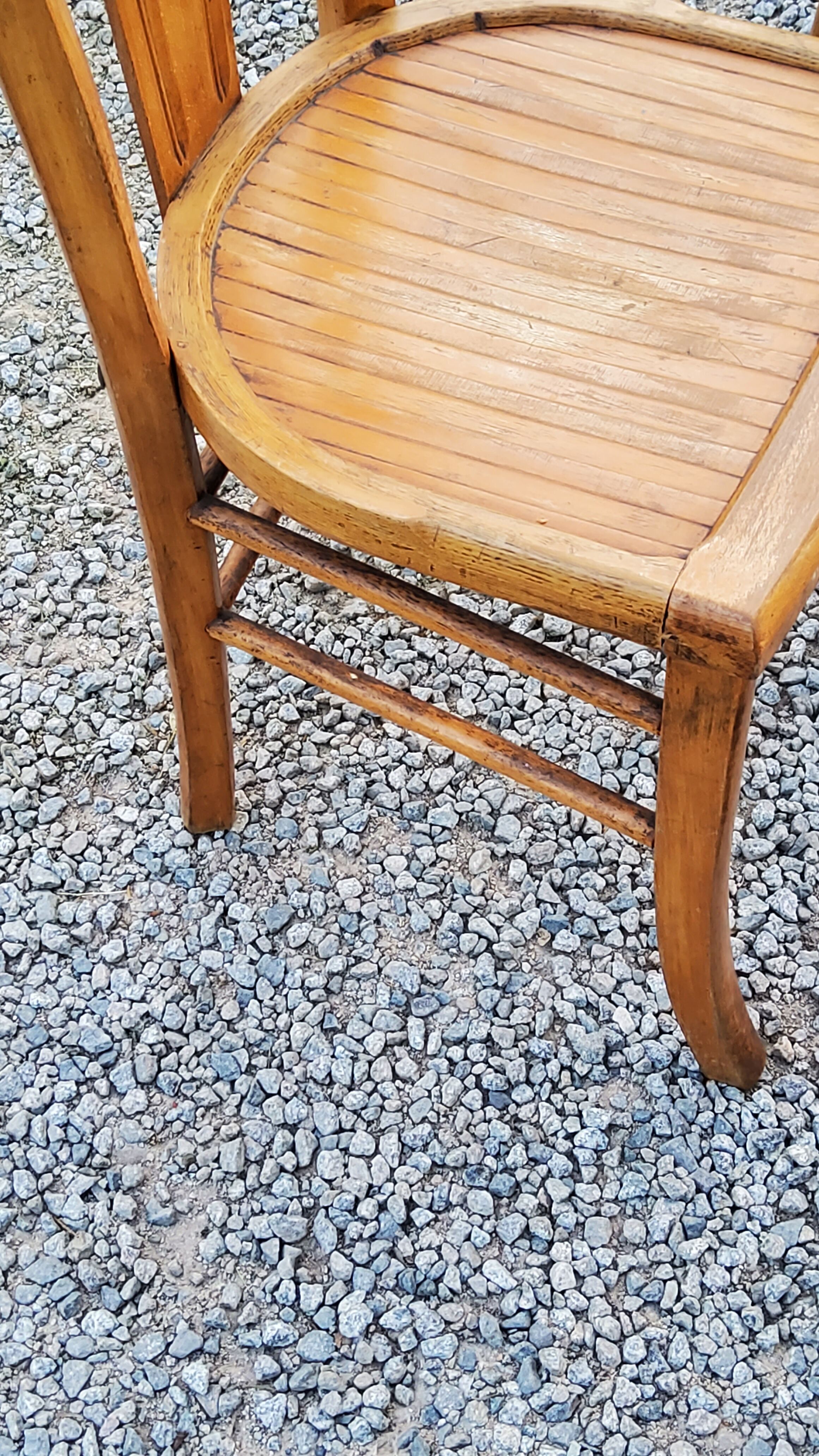 Set of 4 bistro chairs in beech and blond oak from the 50s