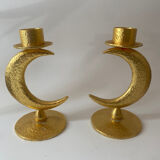 Pair of moon and gold candlesticks