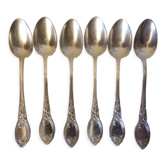 6 spoons dessert Art Nouveau Water Lily Boulenger 19th 20th