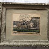 Watercolor on paper: rue des bernardins paris signed rouxel 1944, frame, quai tournelle seine 75