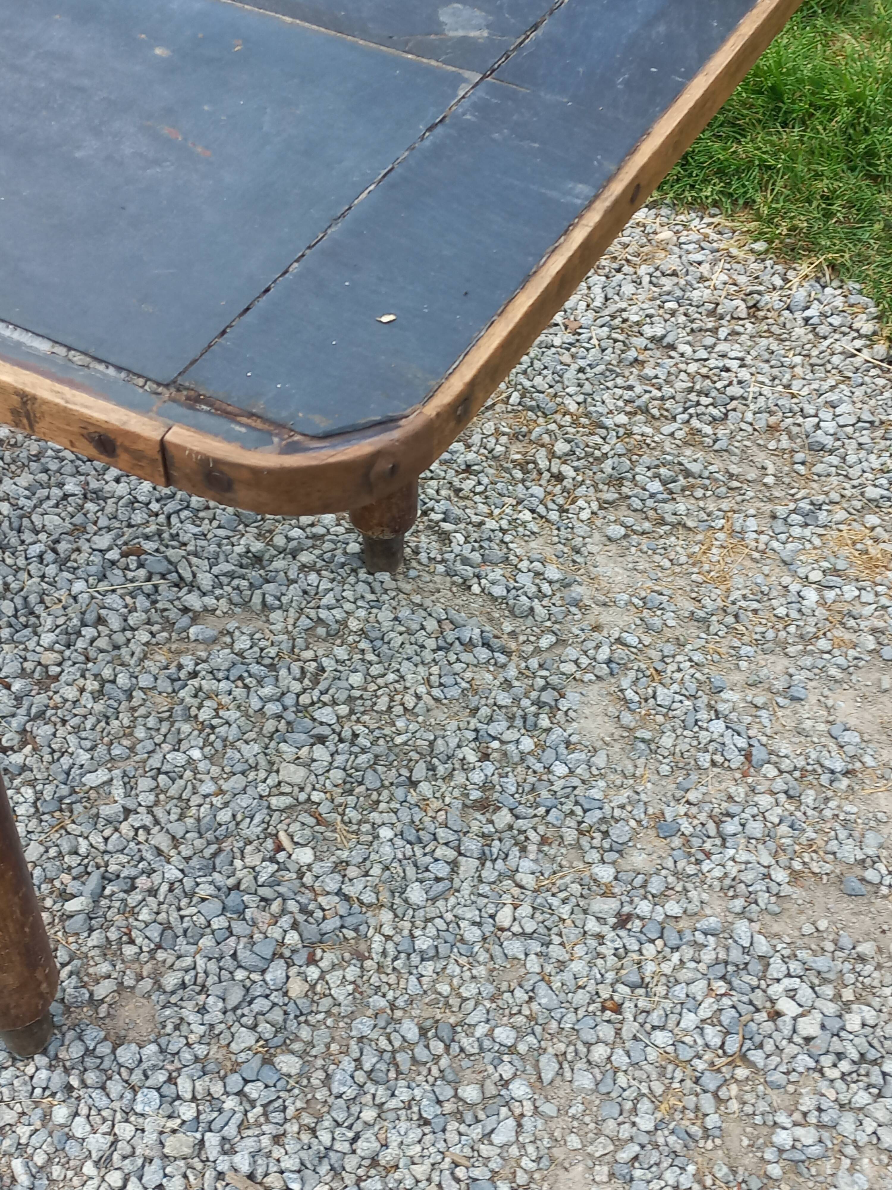 Farmhouse table, late 19th/early 20th century, 6 drawers, slate top 2