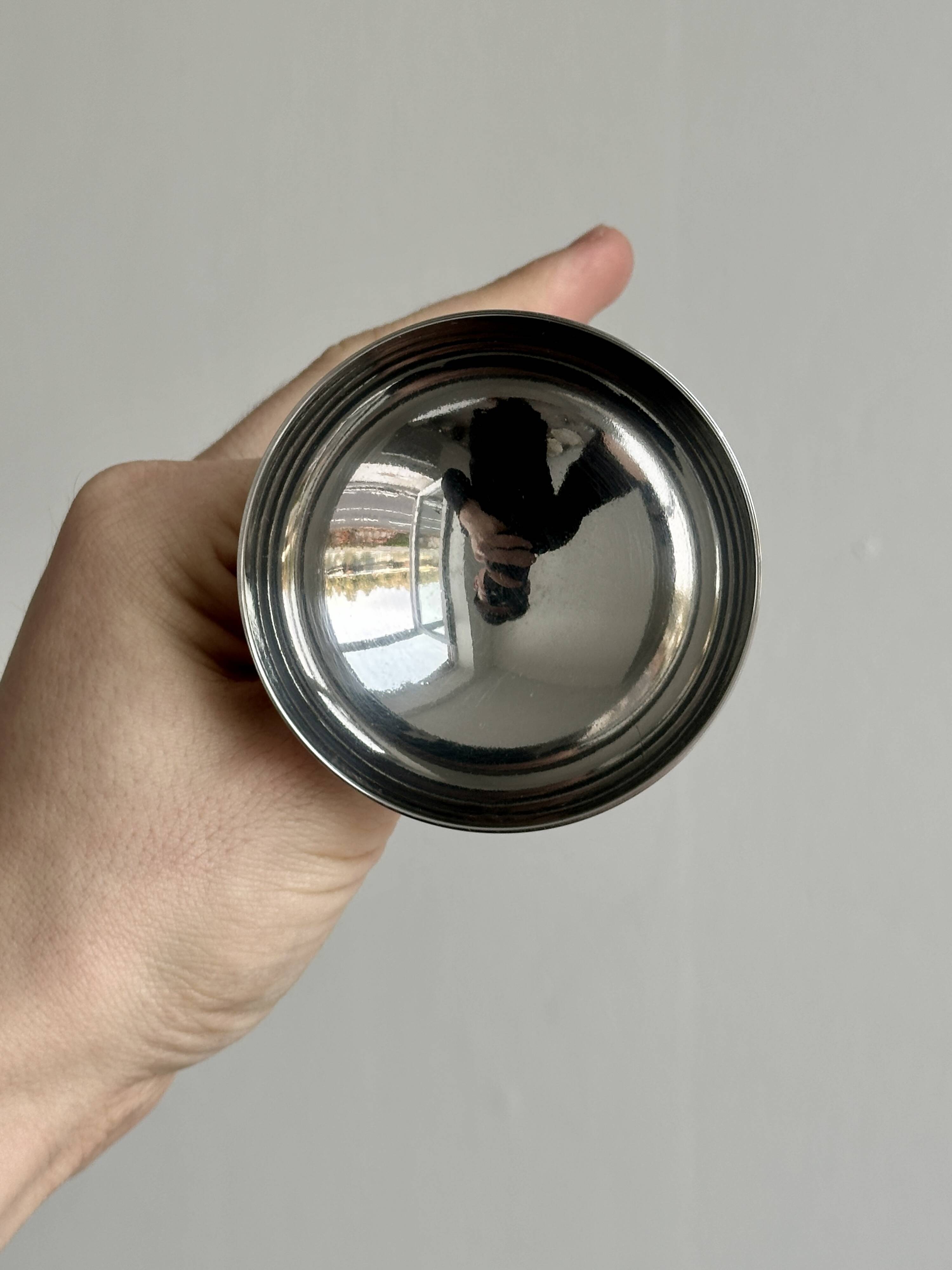 6 small stainless steel dessert bowls on stands