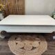 Low table in exotic wood with its safety glass