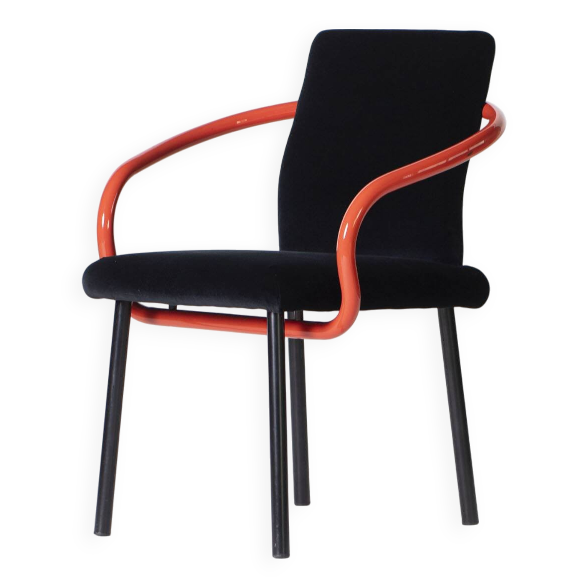Ettore Sottsass Memphis Mandarin Chair for Knoll reupholstered in cotton velvet