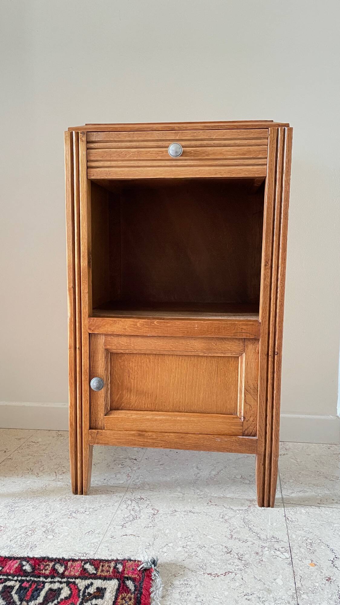 Cube bedside table in oak 1950s