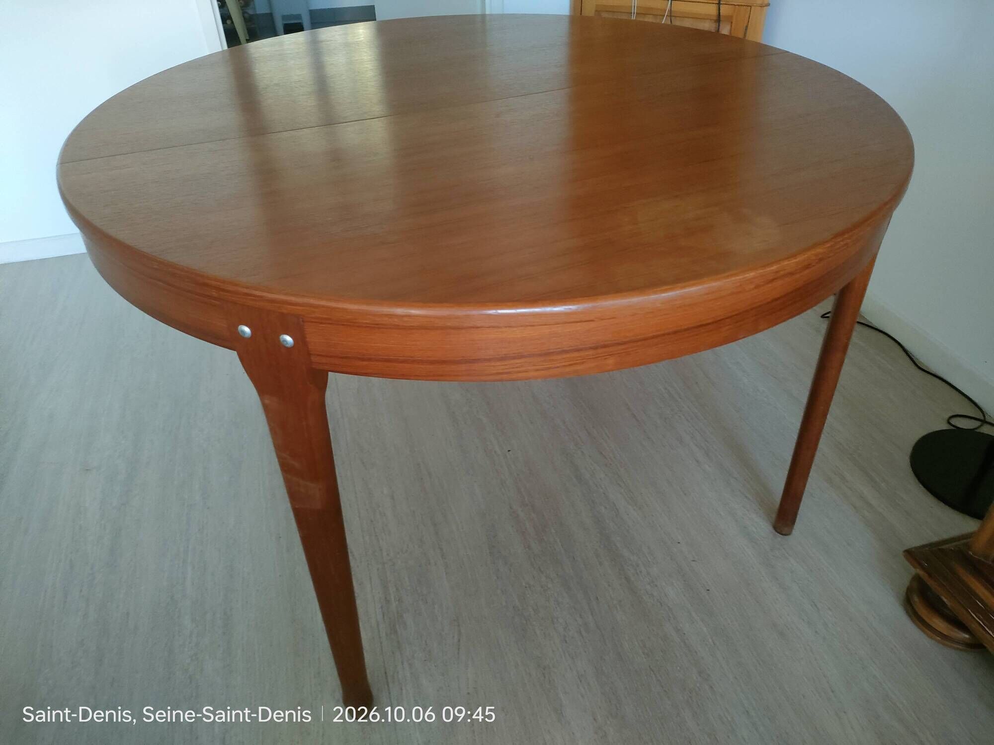 Scandinavian dining table, signed Meubles TV Paris, 1960.